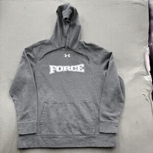 Under Armour Hoodie Mens XL Gray Force Logo Pullover Sweatshirt Fleece Athletic
